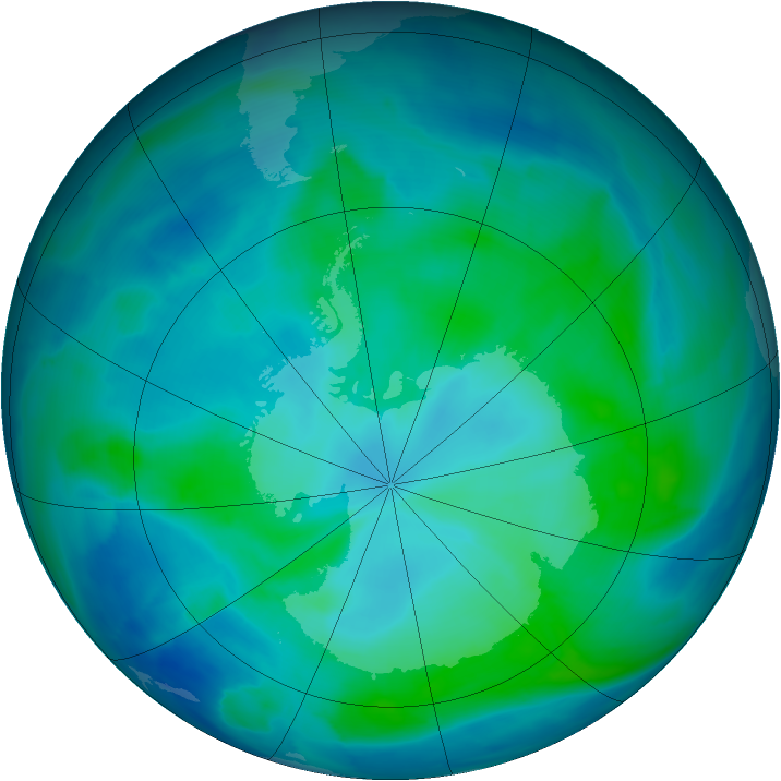 Antarctic ozone map for 21 February 2014